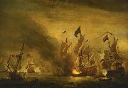 VELDE, Willem van de, the Younger The burning of the Royal James at the Battle of Solebay Germany oil painting artist